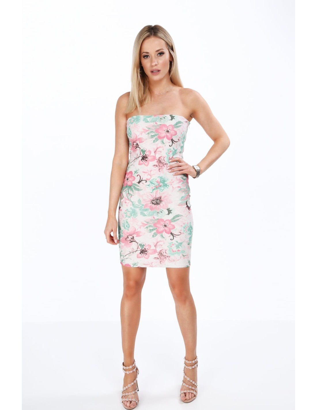 Rochie mulata, eleganta cu flori roz MP60389 - Magazin online - Boutique